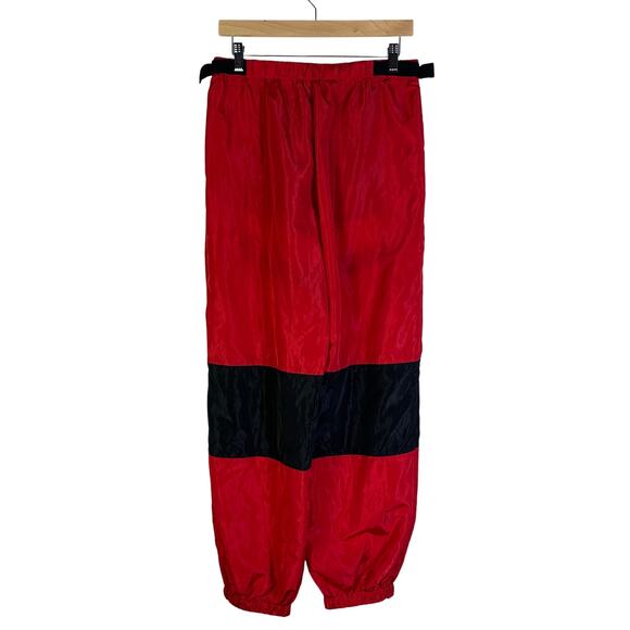 Fashion Nova Track Pants Size L Red Black Nylon Elastic Waist - Picture 6 of 8